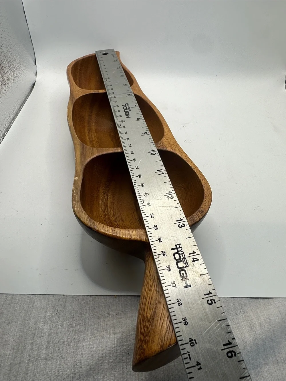 Wooden 3-Section Serving Tray - Natural Brown